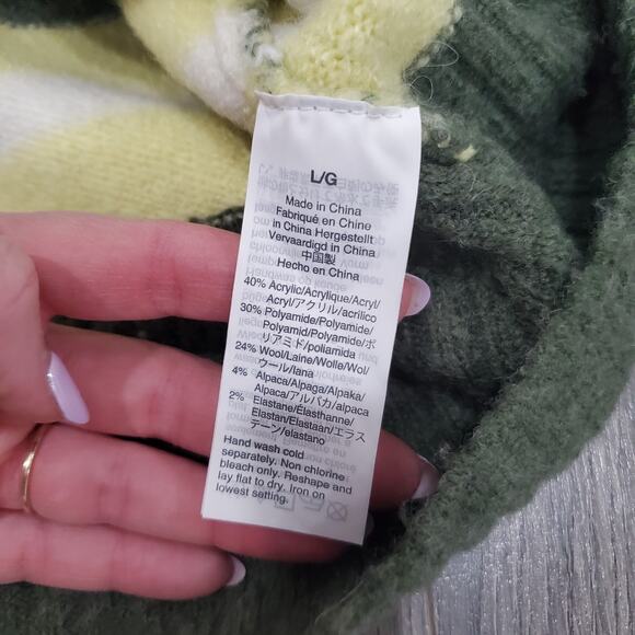 Madewell Sweater Coziest Yarn Large Yellow Stripe Crew Neck Fulton Wool Alpaca - Picture 7 of 9